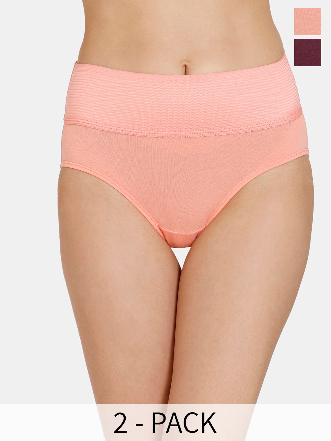 

Zivame Pack Of 2 Assorted High-Rise Hipster Briefs