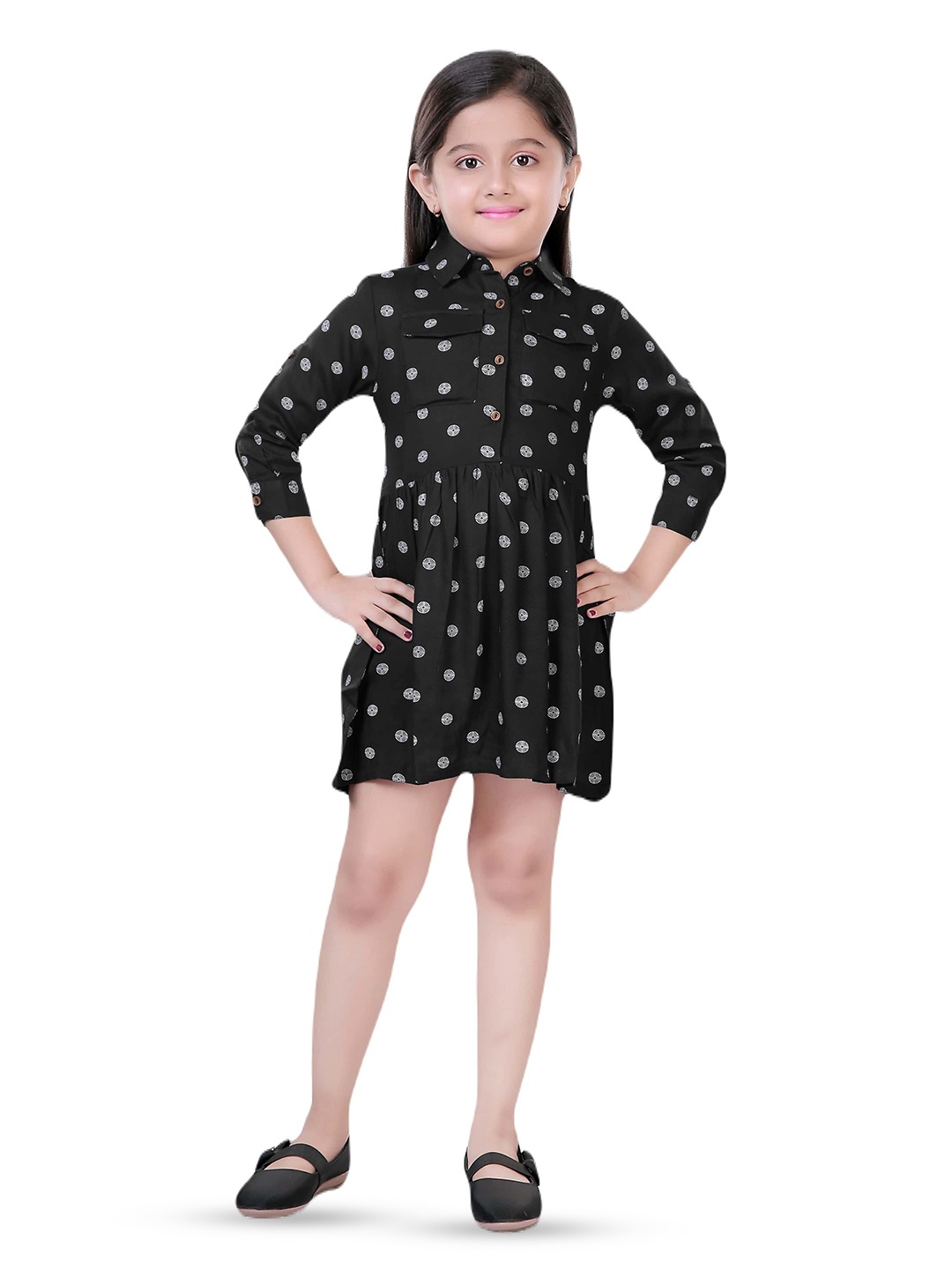 

Hunny Bunny Conversational Printed Shirt Dress, Black