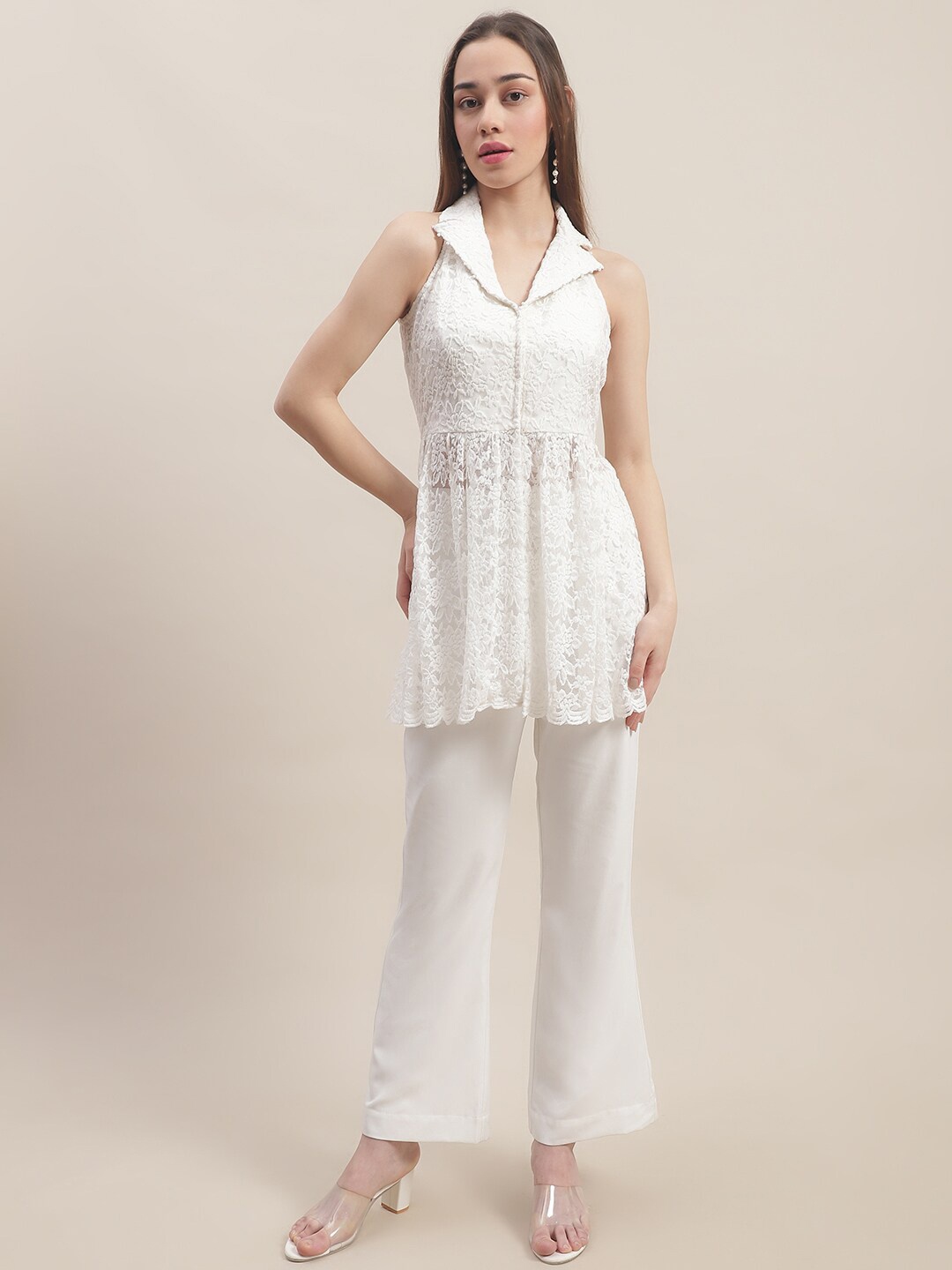 

BLANC9 Self-Design Tunic With Trouser Co-Ords, Off white