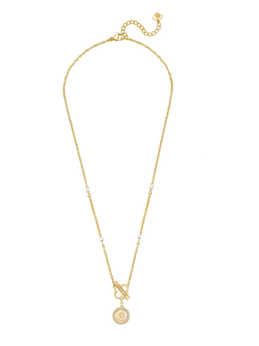 

Cerruti 1881 Stainless Steel Stone Studded Circular Minimal Chain, Gold