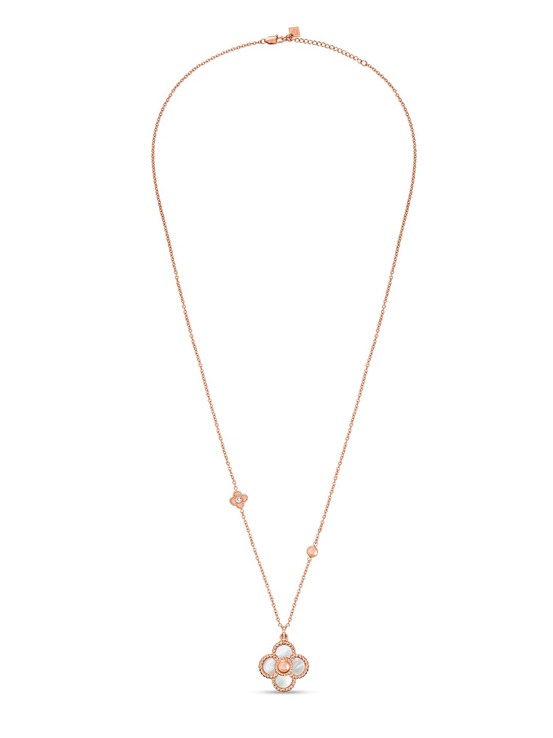 

Cerruti 1881 Stainless Steel Stone Studded Floral Minimal Chain, Rose gold