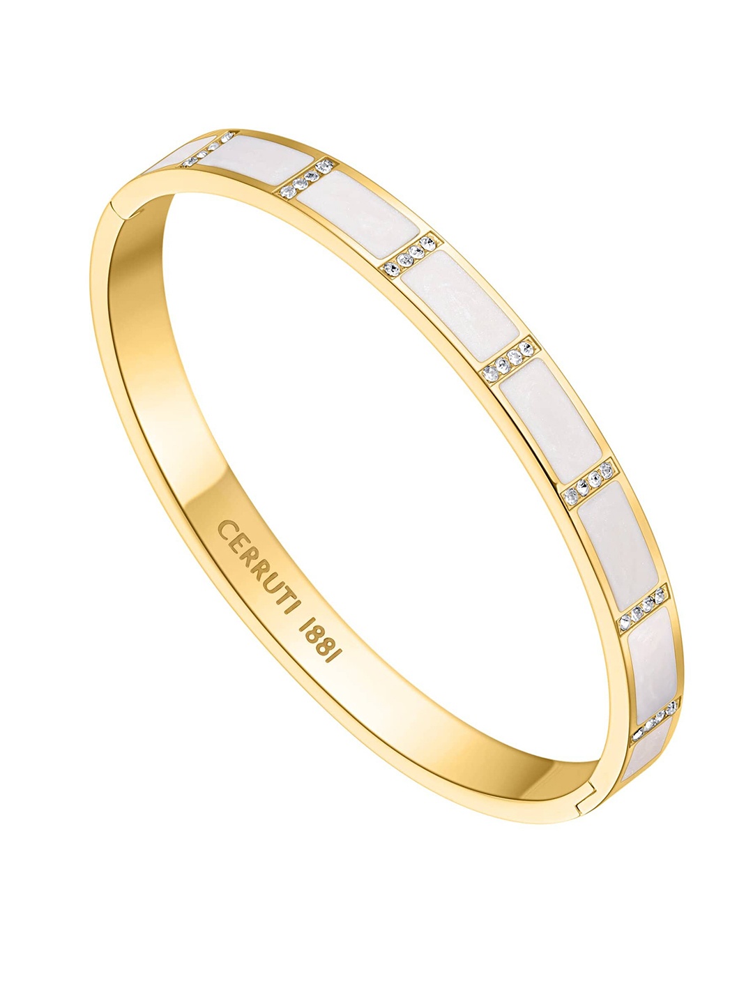 

Cerruti 1881 Stone-Studded Stainless Steel Bangle-Style Bracelet, White