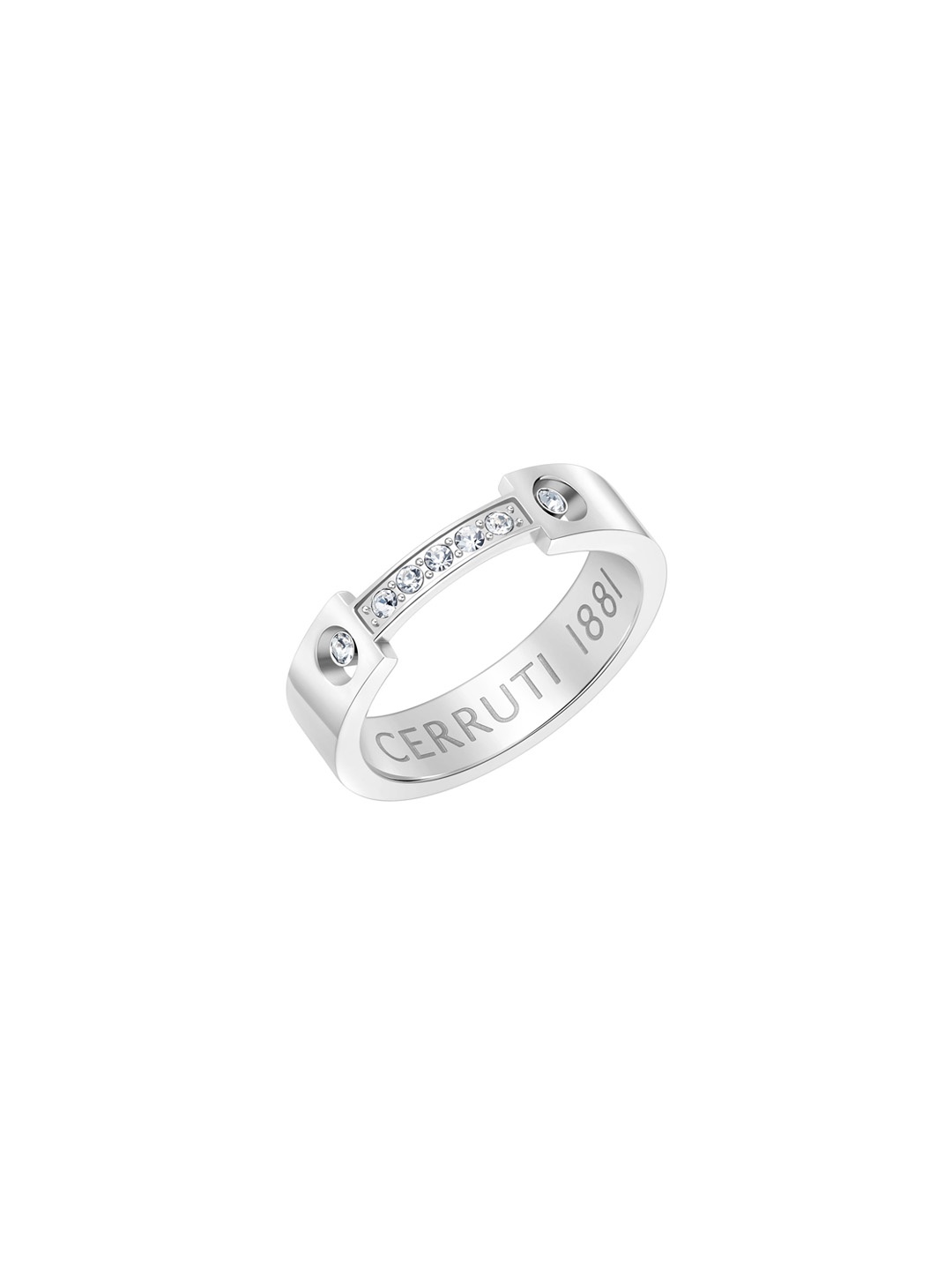 

Cerruti 1881 Stainless Steel Stones Studded Band Finger Ring, Silver
