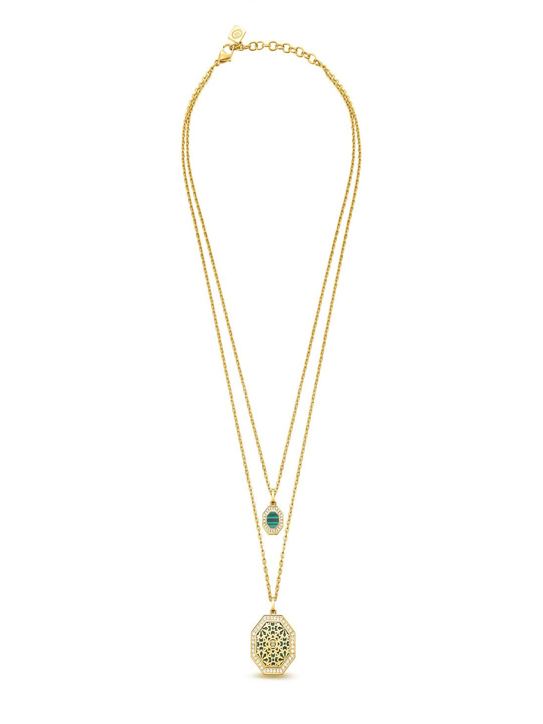 

Cerruti 1881 Stainless Steel Stone Studded Textured Minimal Layered Chain, Gold