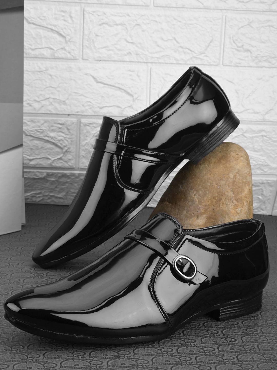 

IMCOLUS Men Formal Monk Shoes, Black