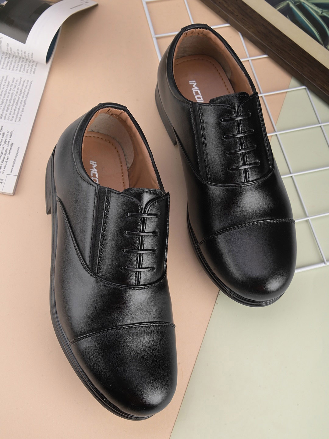 

IMCOLUS Men Formal Derby Shoes, Black