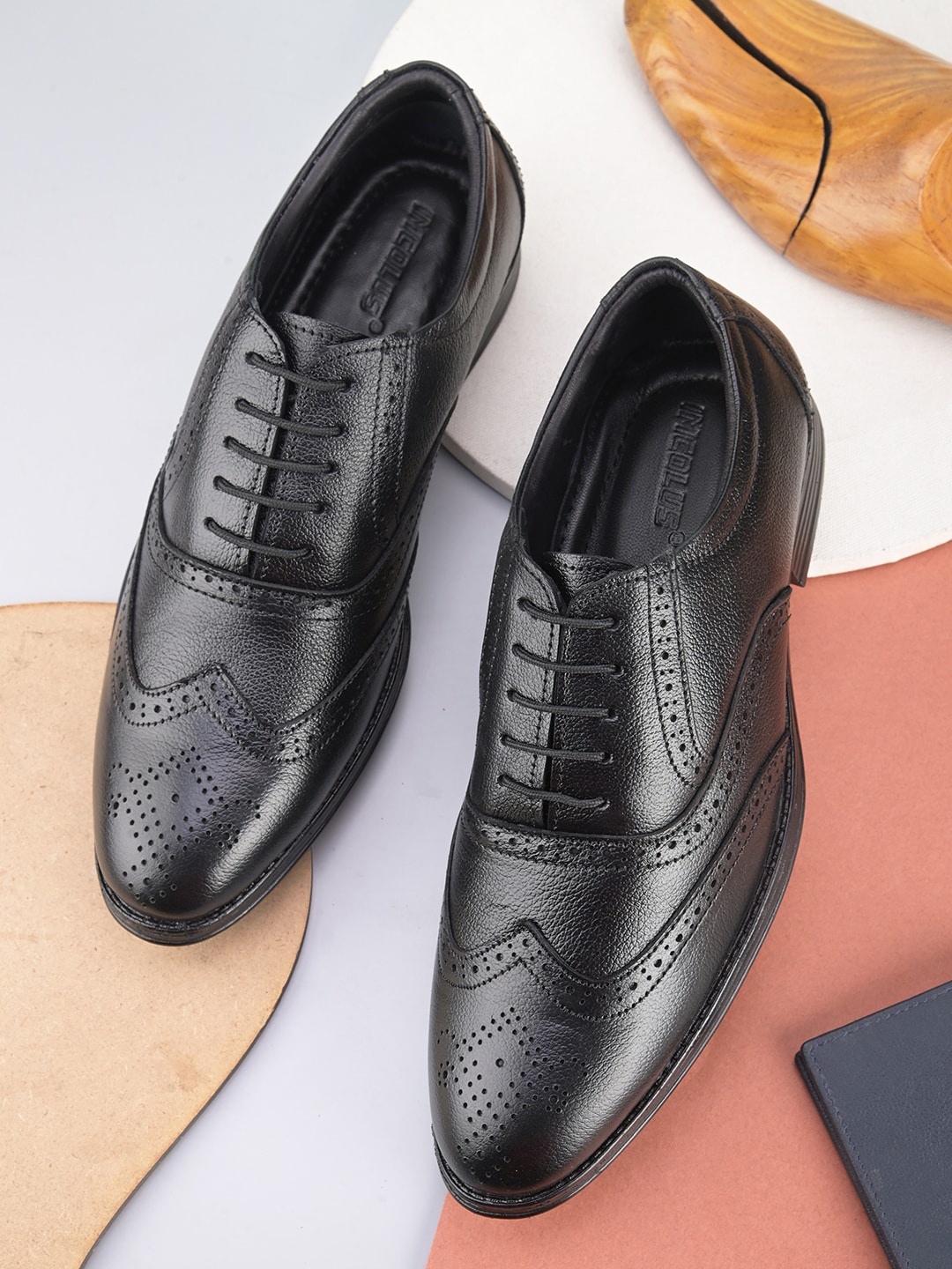 

IMCOLUS Men Leather Formal Brogues, Black