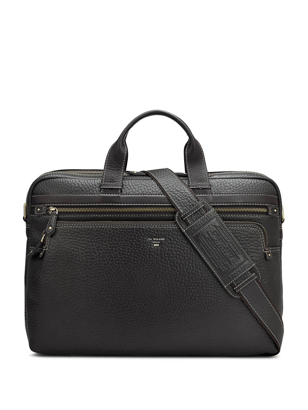

Da Milano Unisex Leather Laptop Bag, Black