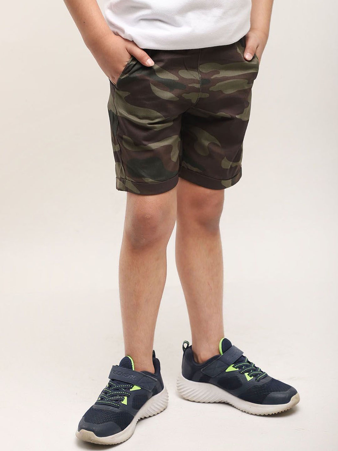 

Biglilpeople Boys Camouflage Printed Cotton Shorts, Green