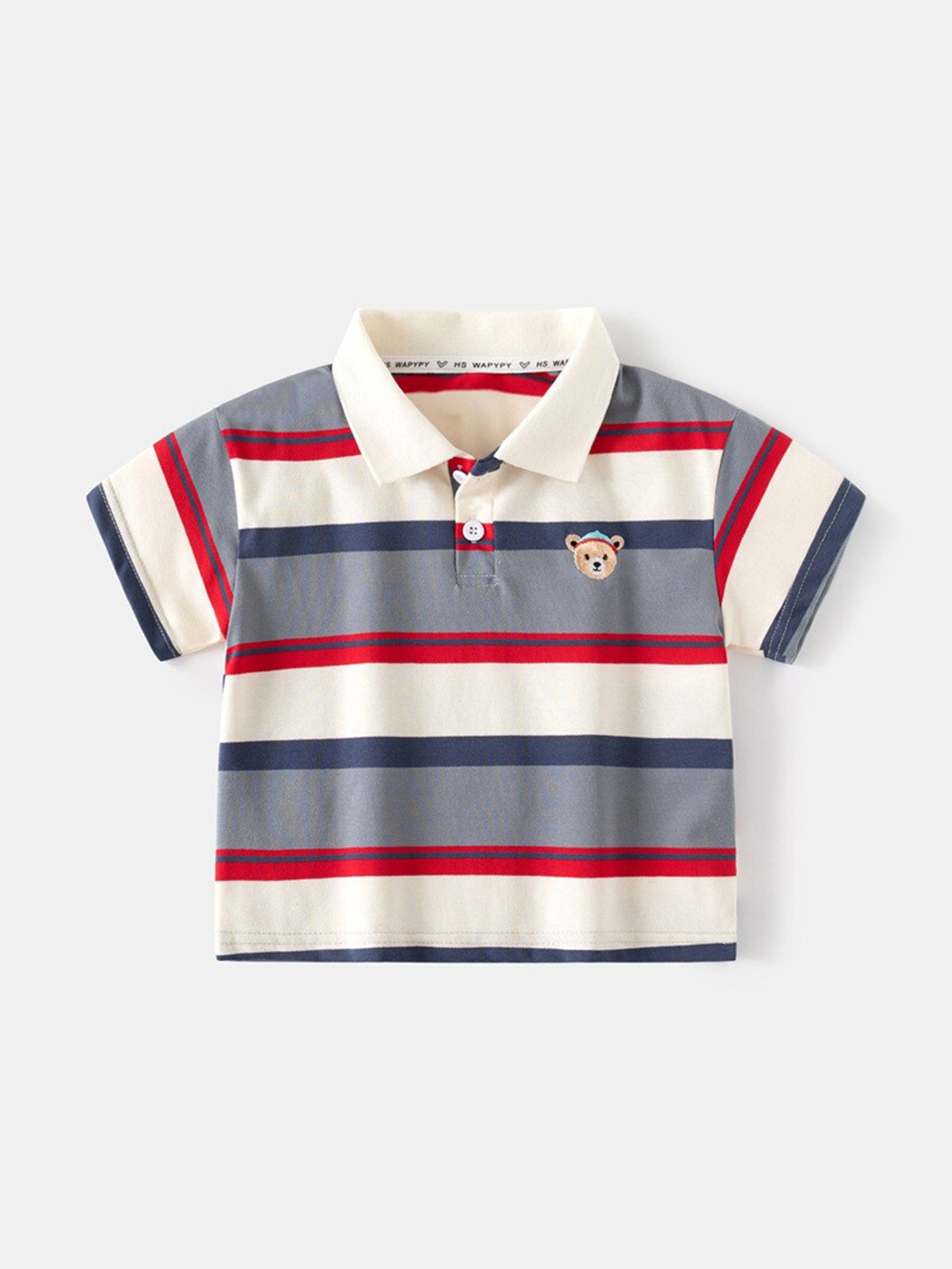 

StyleCast Boys Striped Polo Collar Cotton T-shirt, White