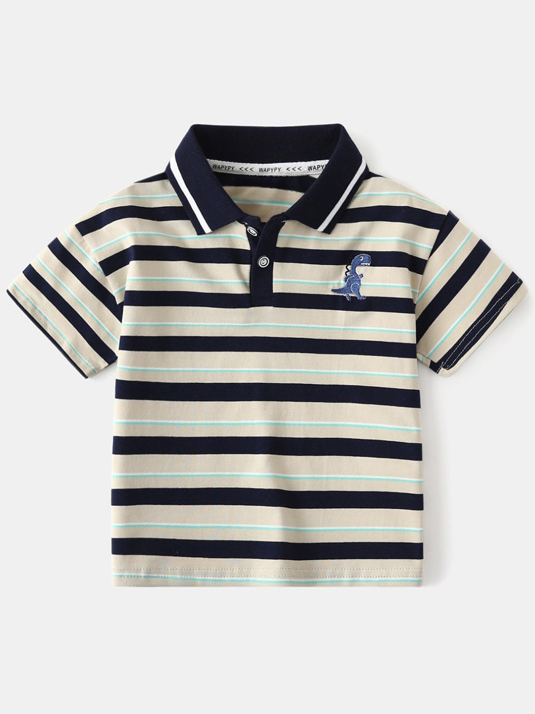 

StyleCast Boys Striped Polo Collar Regular Fit T-shirt, Beige