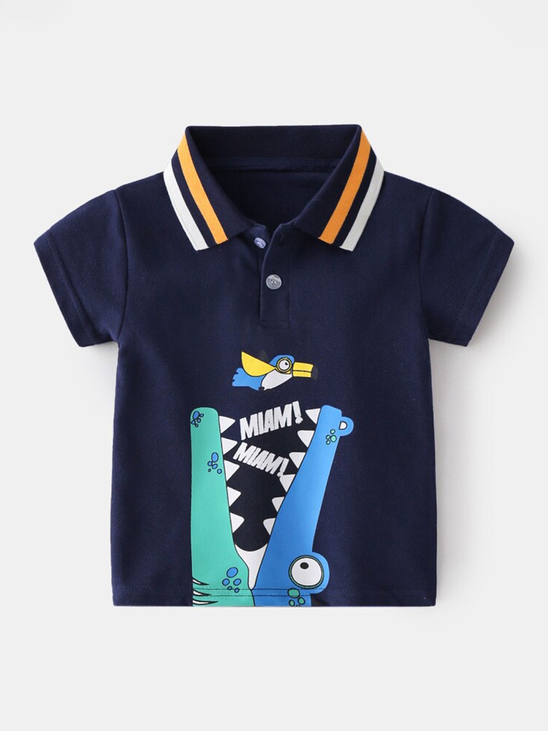 

StyleCast Boys Pure Cotton Printed Polo Collar T-shirt, Navy blue