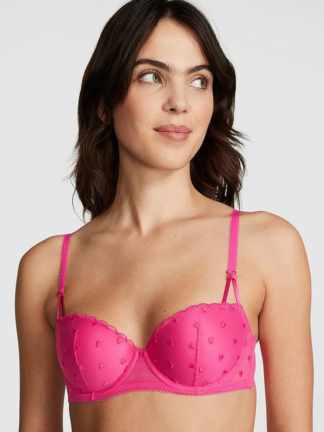 

Victoria's Secret THE WINK Self Design Heavily Padded Balconette Bra With All Day Comfort, Pink