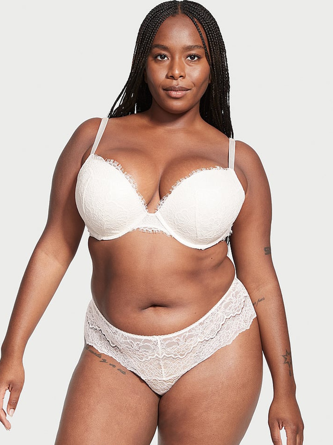 

Victoria's Secret Dream Angels Lace Lightly Padded Push-Up Bra -All Day Comfort, White