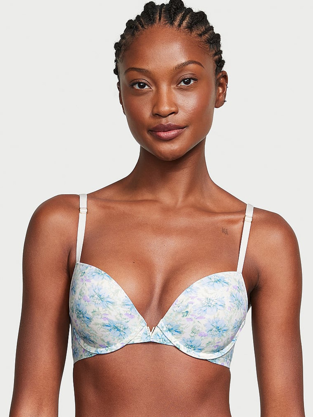 

Victoria's Secret Love Cloud Printed Medium Coverage All Day Comfort Plunge Bra, White