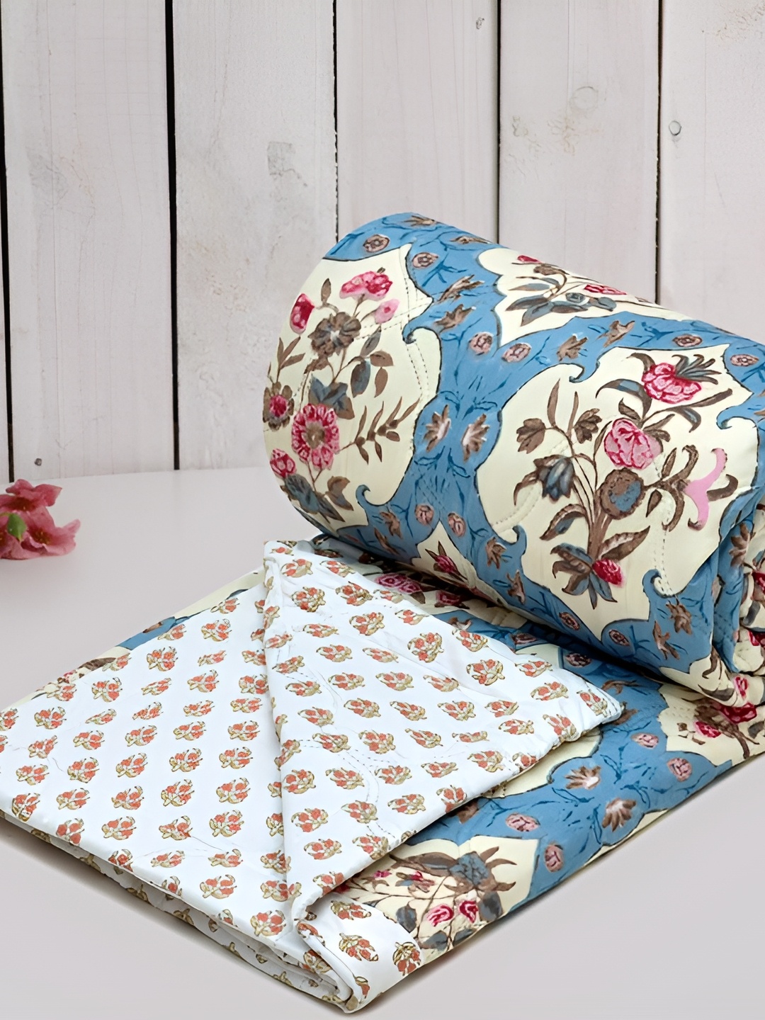 RRC Blue Floral AC Room 210 GSM Single Bed Comforter