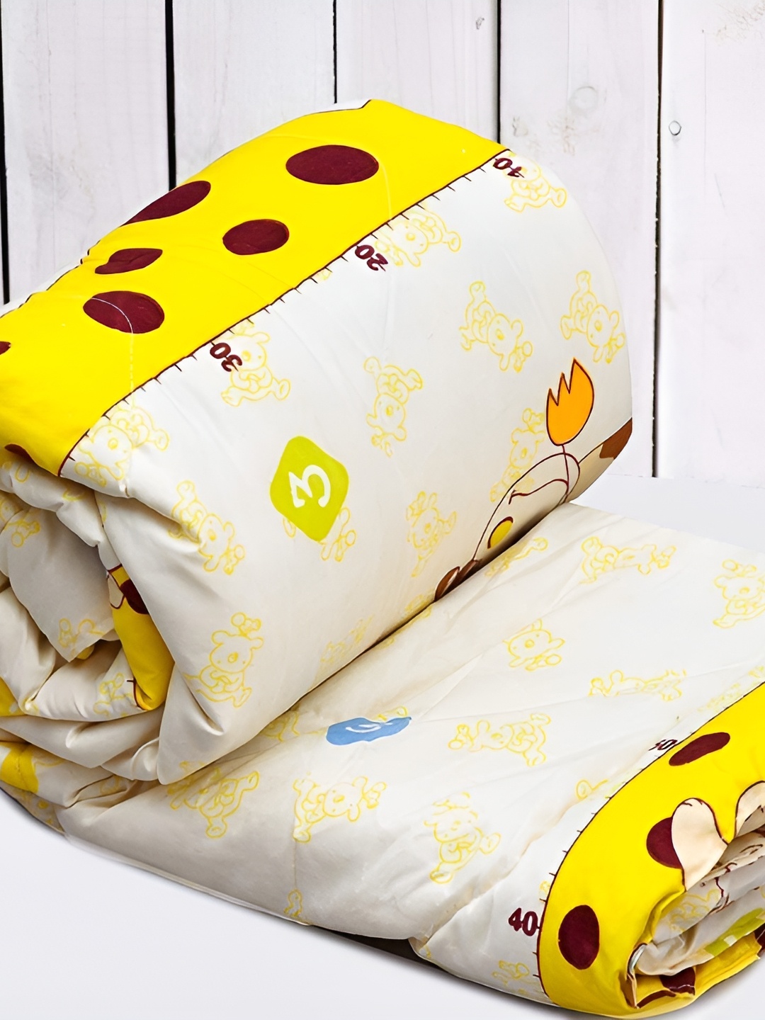 

RRC Yellow Cartoon Characters AC Room 210 GSM Single Bed Comforter