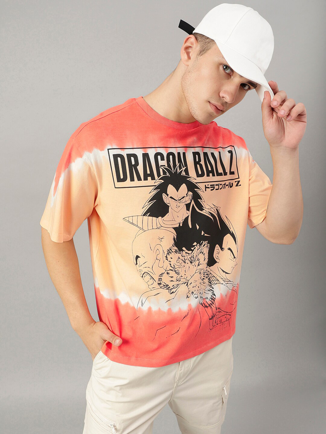 

Free Authority Men Cotton Dragon Ball Z Printed Round Neck Oversized T-shirt, Orange