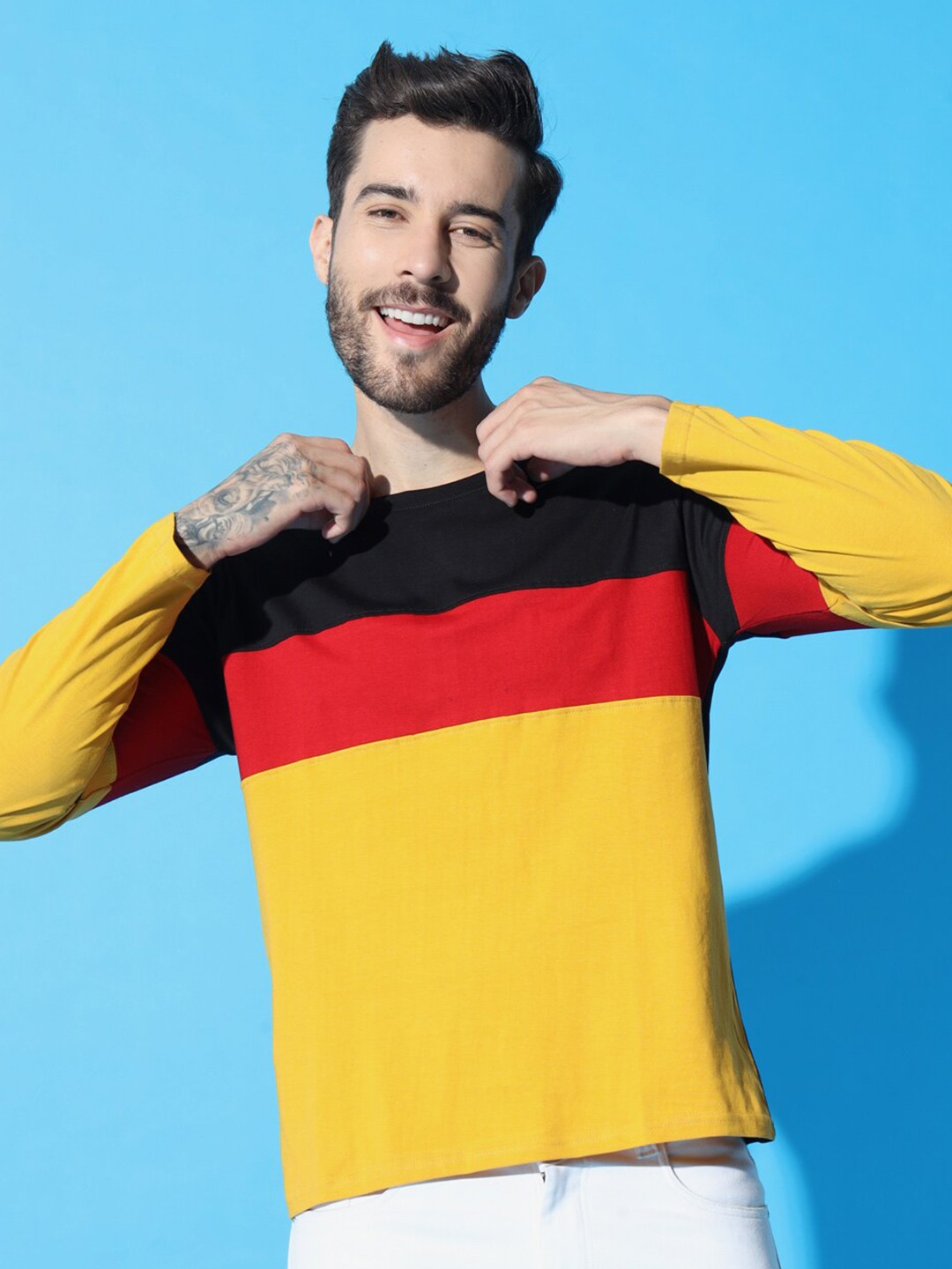 

The Dry State Men Colourblocked Round Neck T-shirt, Black