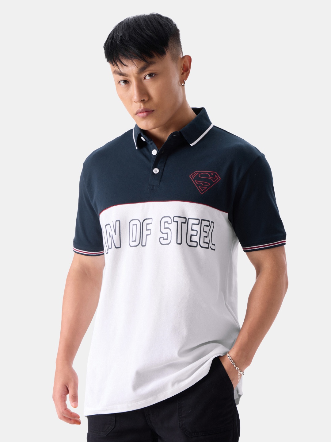 

The Souled Store Typography Superman Printed Polo Collar T-shirt, White