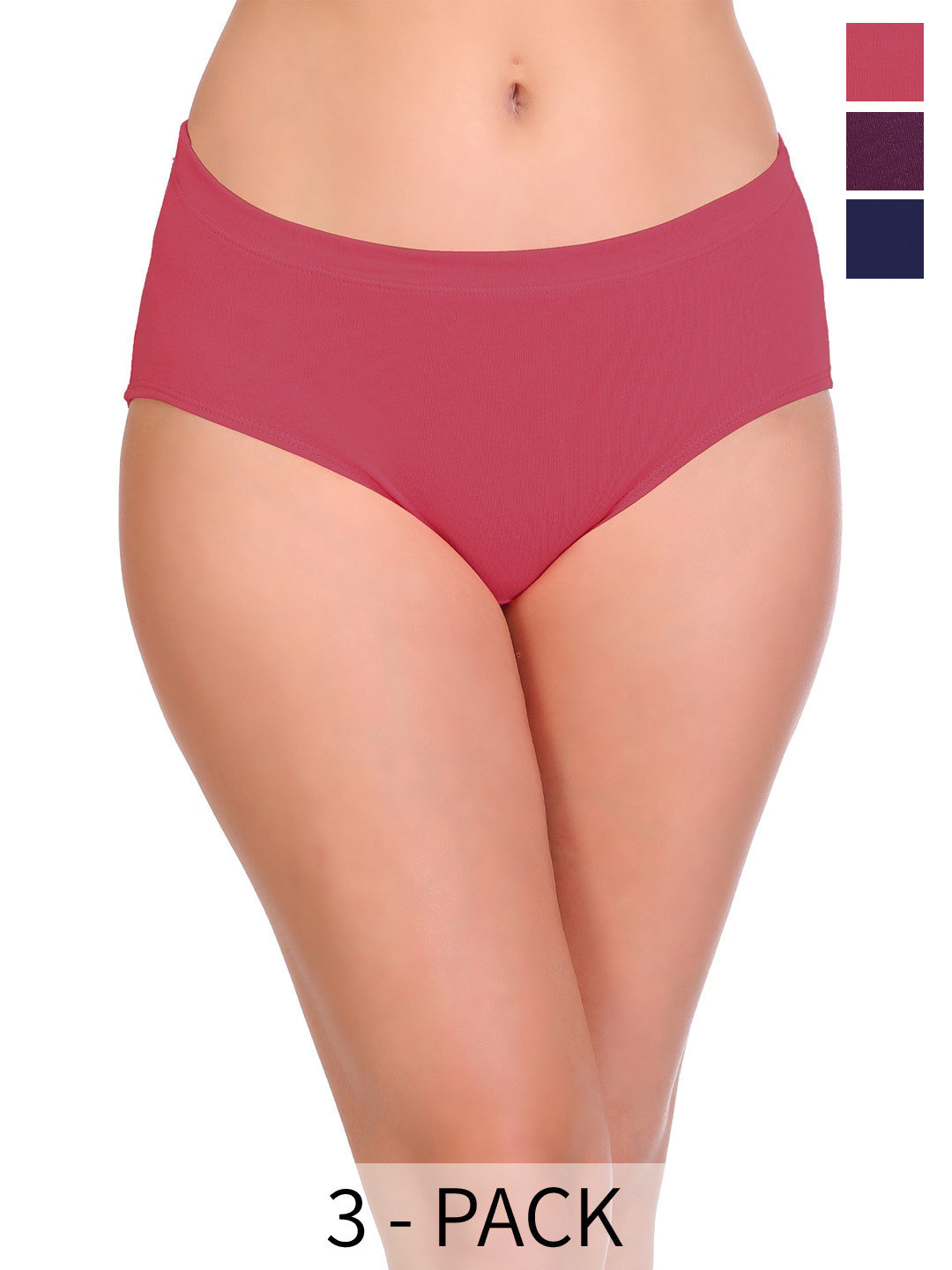 

SONA Women Pack Of 3 Mid Rise Anti Microbial Hipster Briefs, Maroon
