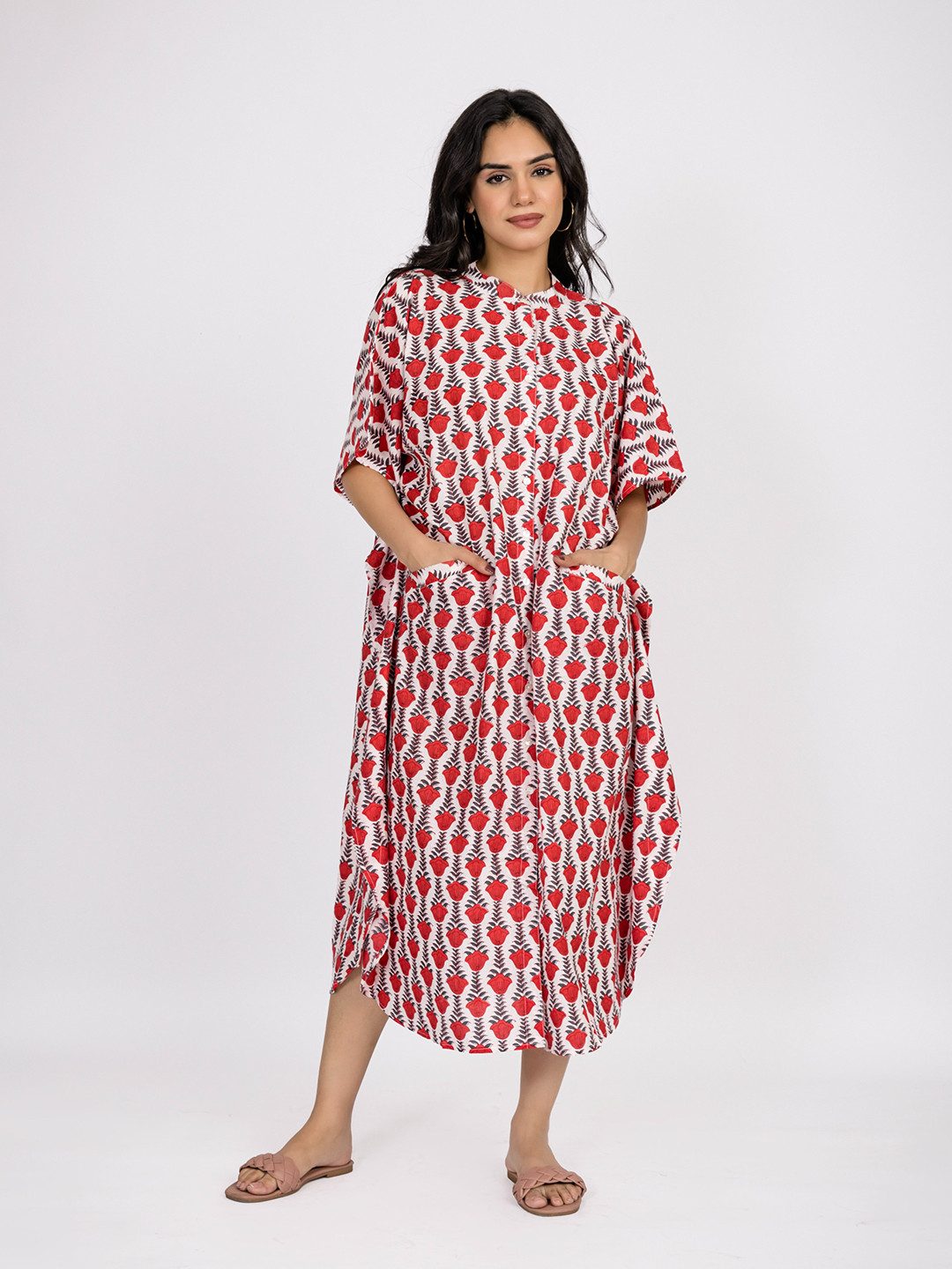

Safeera Print Fit & Flare Midi Dress, White
