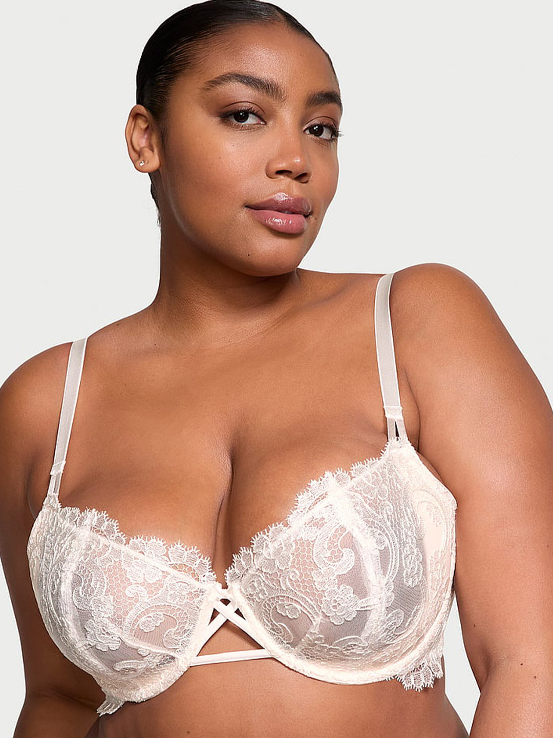 

Victoria's Secret Dream Angels Plus Size Embroidery Balconette Bra With All Day Comfort, White