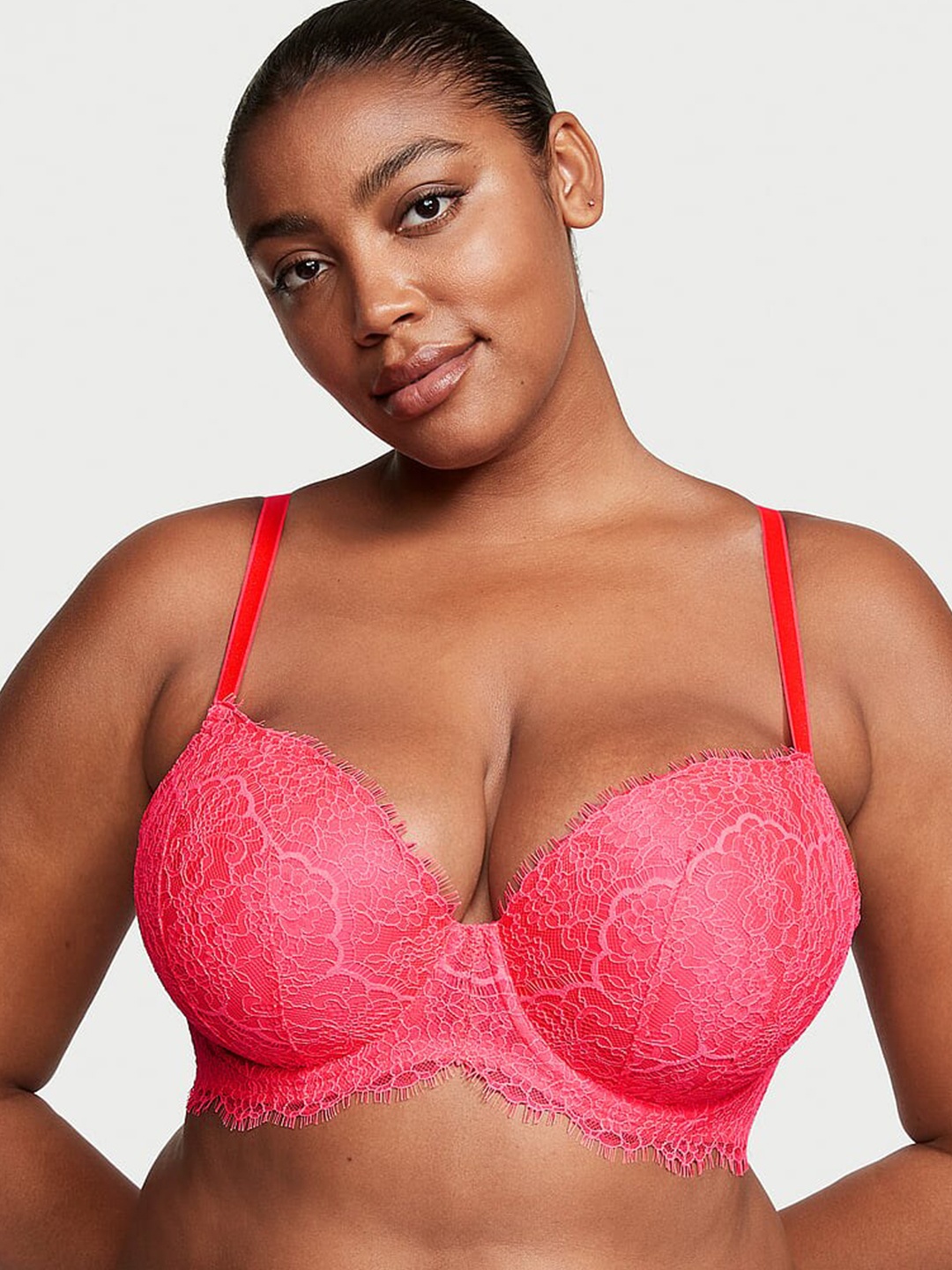 

Victoria's Secret Dream Angels Plus Size Floral Lace Everyday Bra With All Day Comfort, Pink