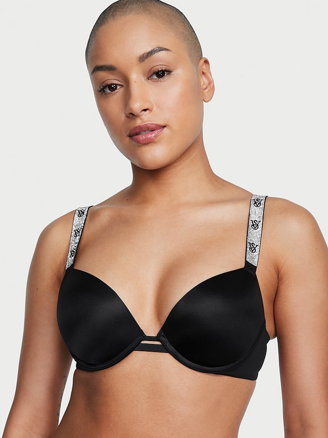

Victoria's Secret Very Sexy Shine Strap Satin Finish Push-Up Bra With All Day Comfort, Black
