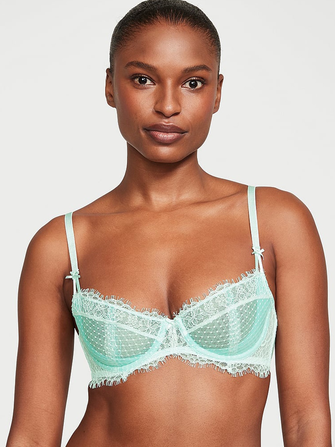 

Victoria's Secret Dream Angels Wicked Lace Unlined Balconette Bra With All Day Comfort, Blue