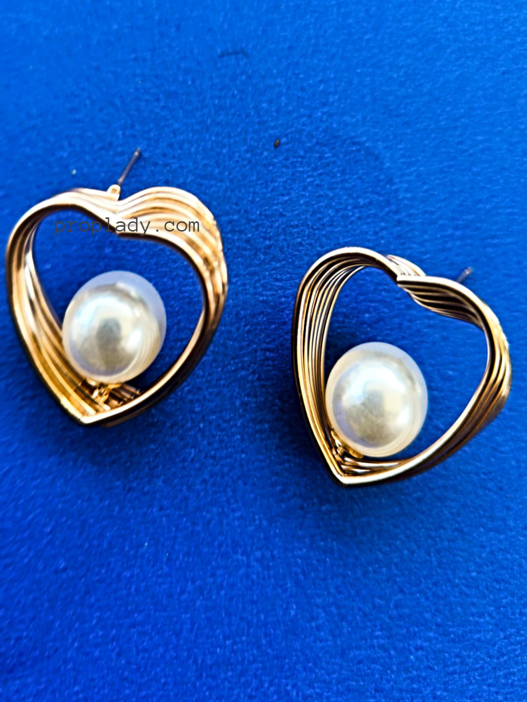 

Proplady German Silver Gold-Plated Artificial Beads Beaded Heart Shaped Drop Earrings