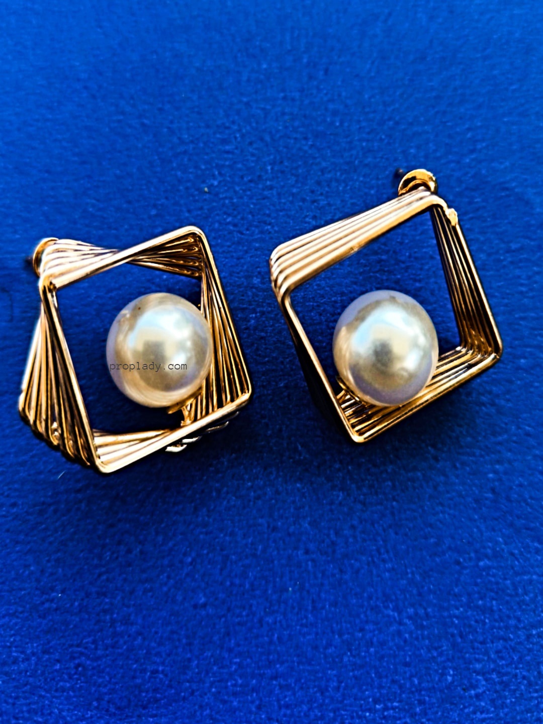 

Proplady Gold-Plated German Silver Mother of Pearl Diamond Shaped Drop Earrings