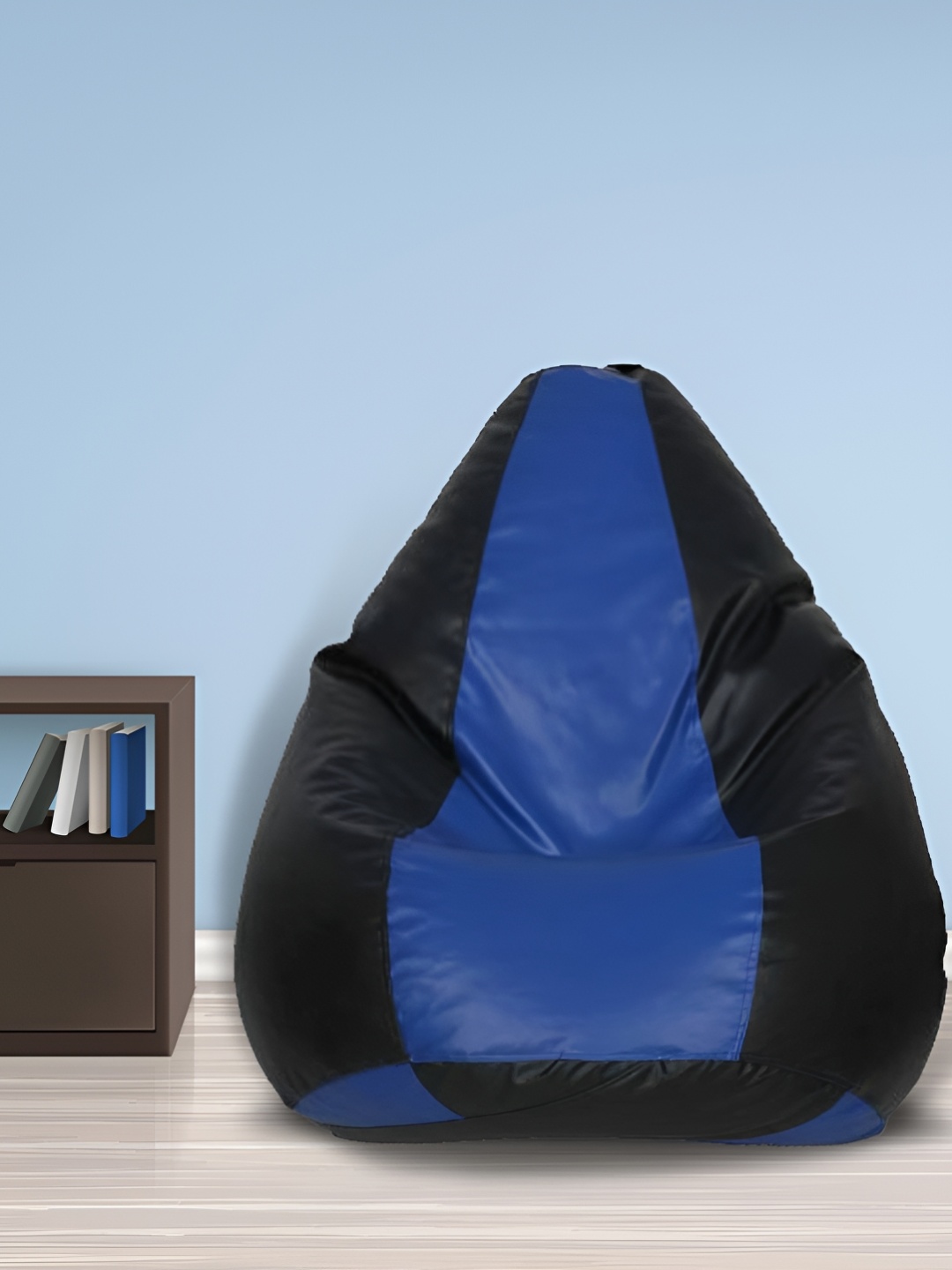 

SHIRA 24 Black & Blue Colorblocked Leatherette Tear Drop Bean Bag Cover