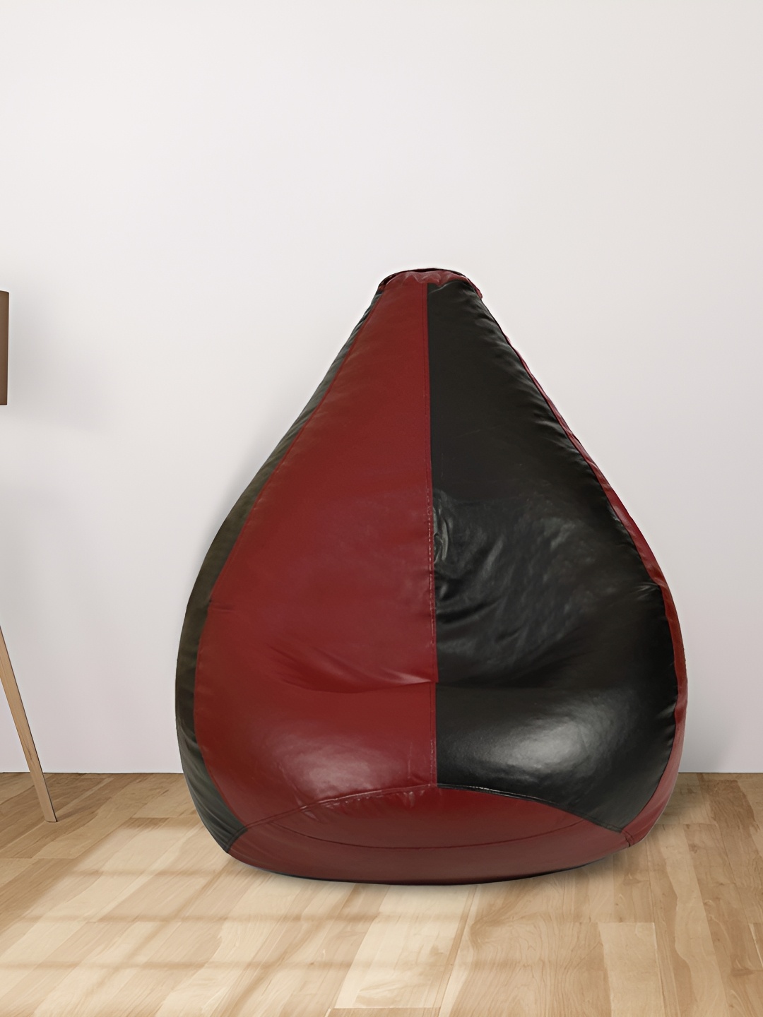 

SHIRA 24 Black & Maroon Colorblocked Leatherette Tear Drop Bean Bag Cover