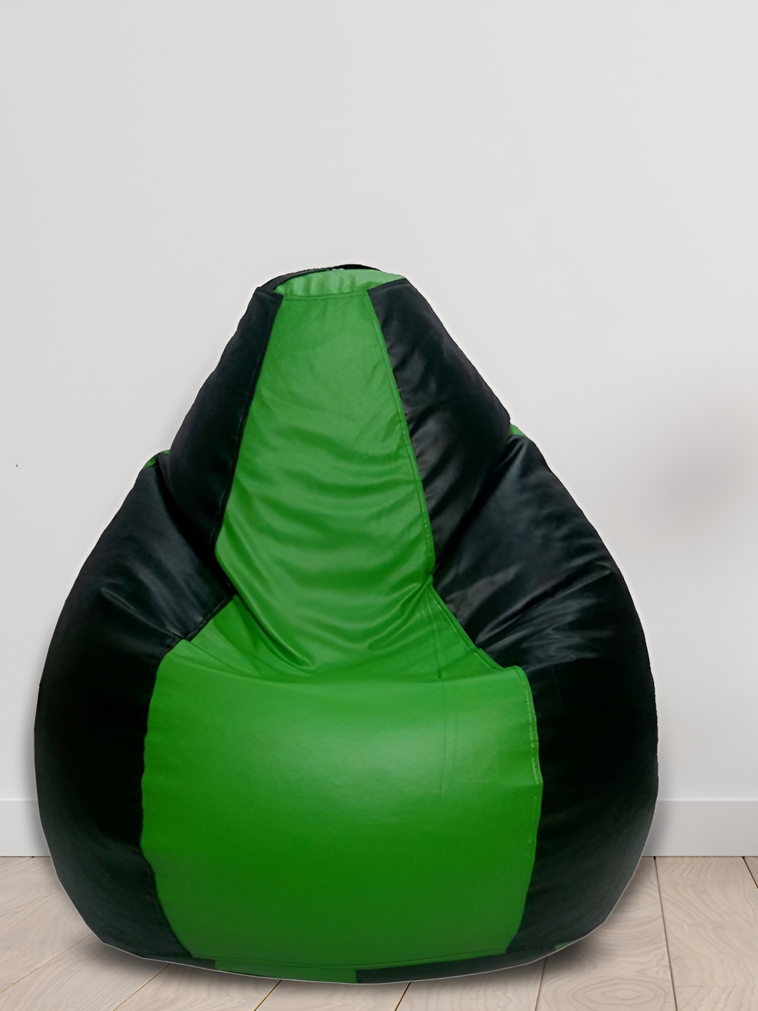 

SHIRA 24 Green & Black Colorblocked Leatherette Tear Drop Bean Bag Cover