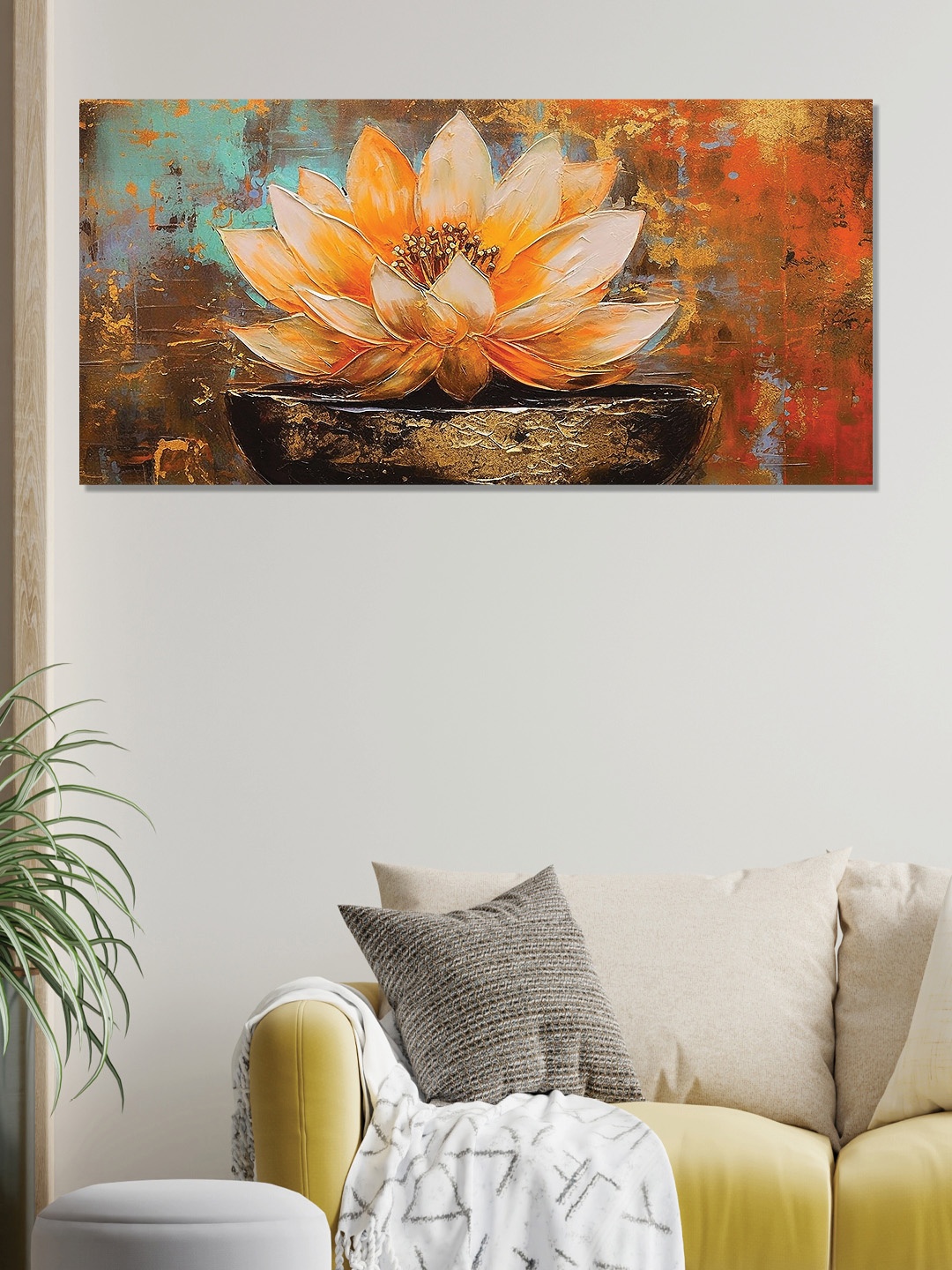 

OLIVE TREE Orange & Blue Floral & Botanical Canvas Wall Art