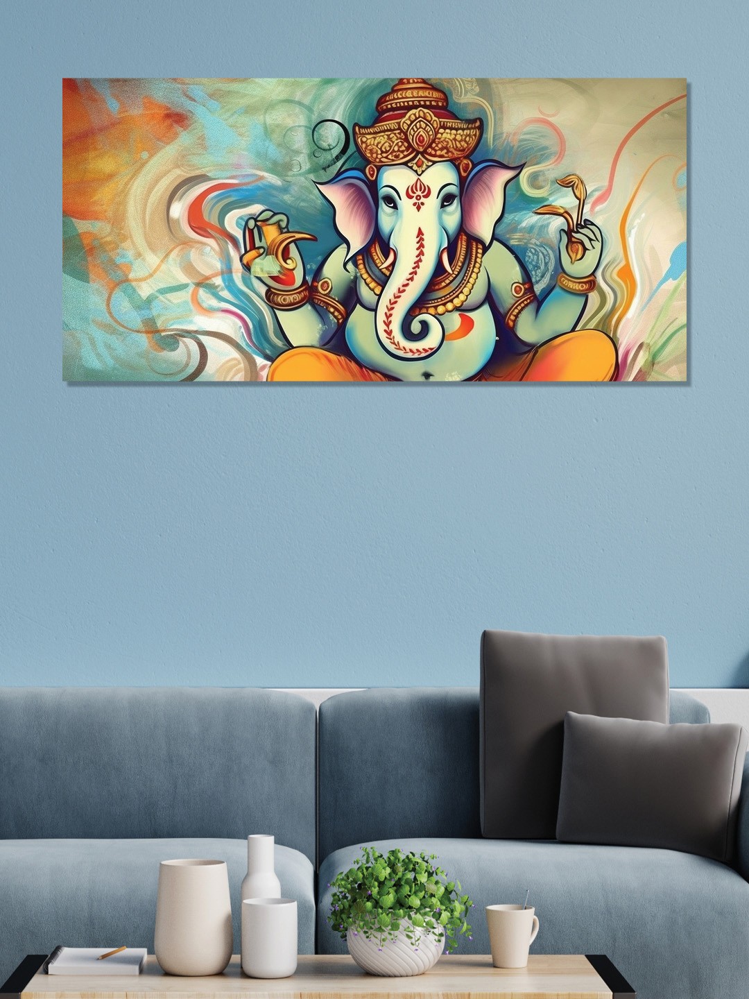 

OLIVE TREE Orange & Blue Religious Canvas Wall Art