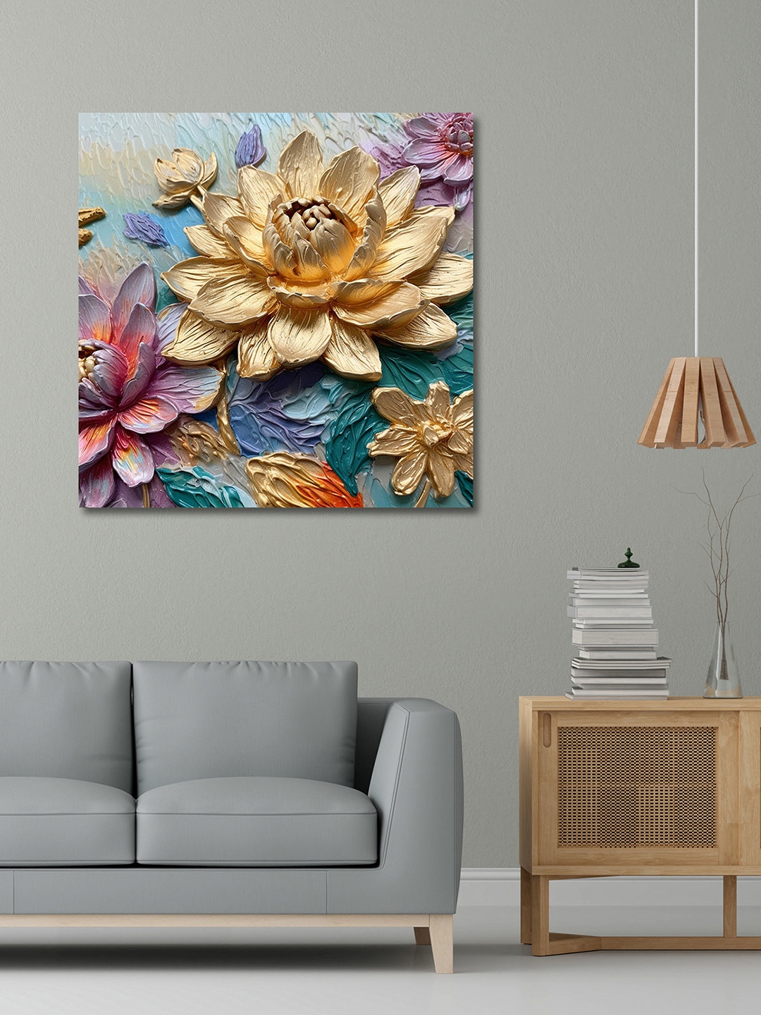 

OLIVE TREE Blue & Gold-Toned Canvas Floral and Botanical Paintings Wall Art