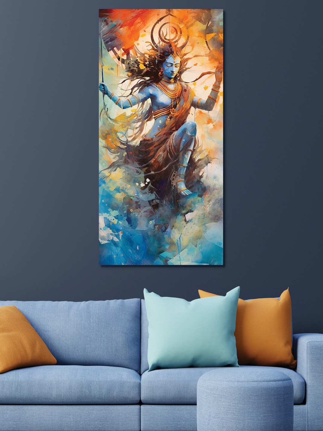 

OLIVE TREE Blue & Orange Religious Canvas Wall Art