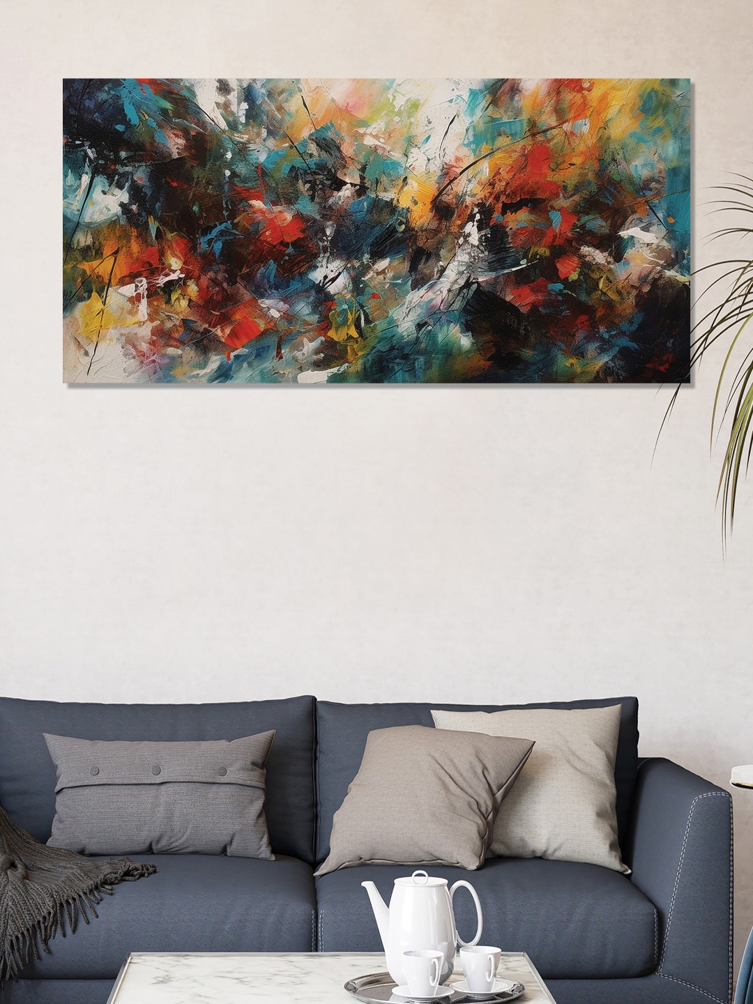 

OLIVE TREE Orange & Red Abstract Canvas Paintings Wall Art