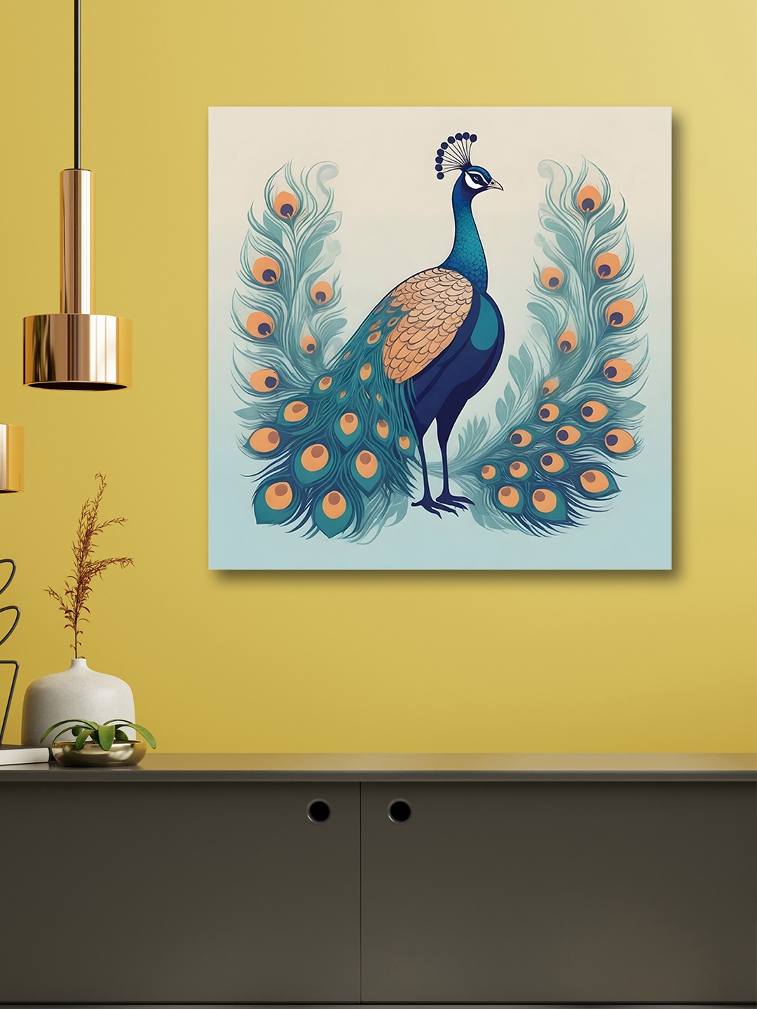 

OLIVE TREE Navy Blue & Green Canvas Birds and Animals Paintings Wall Art