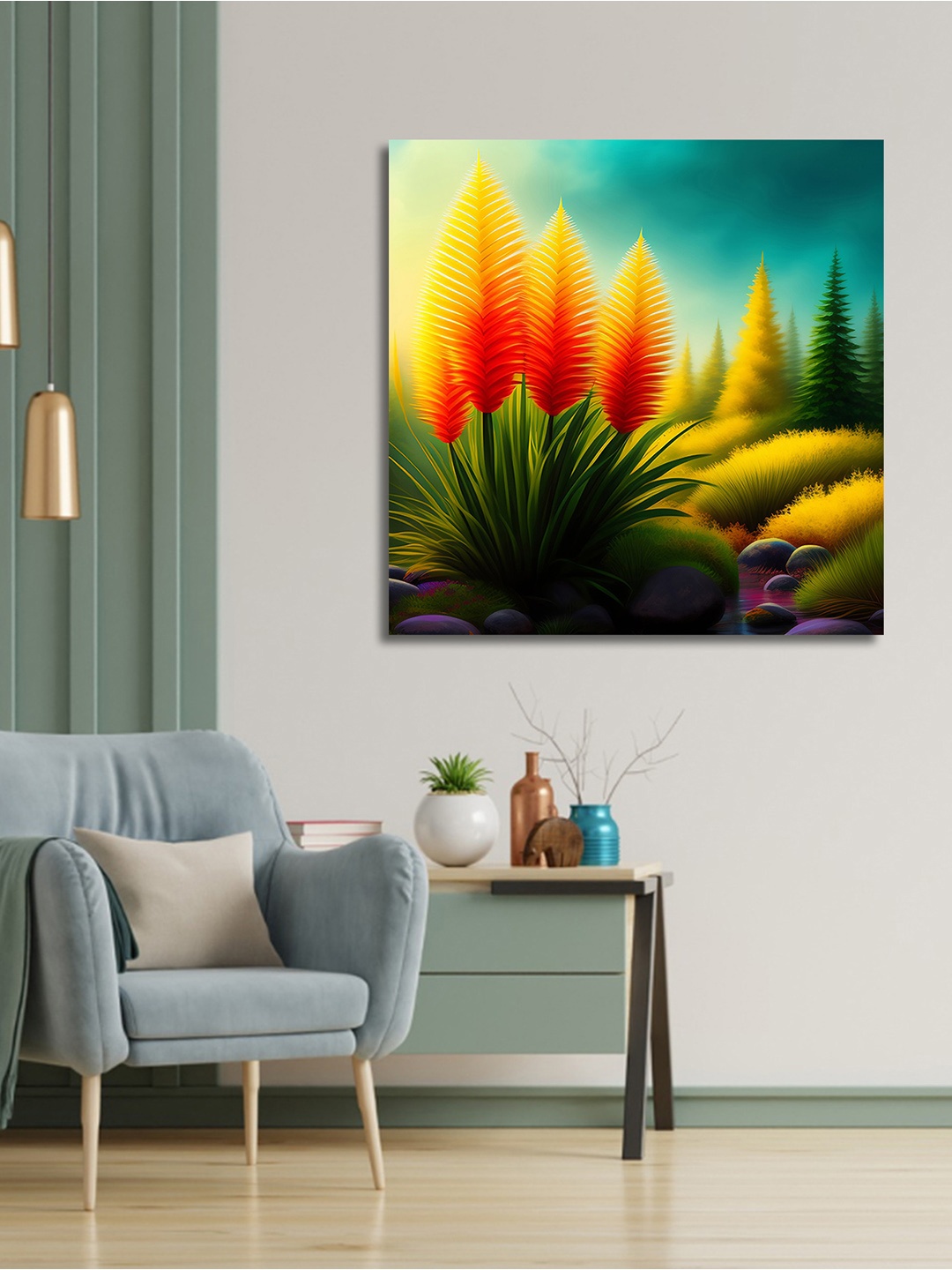

OLIVE TREE Green & Orange Floral & Botanical Canvas Wall Art