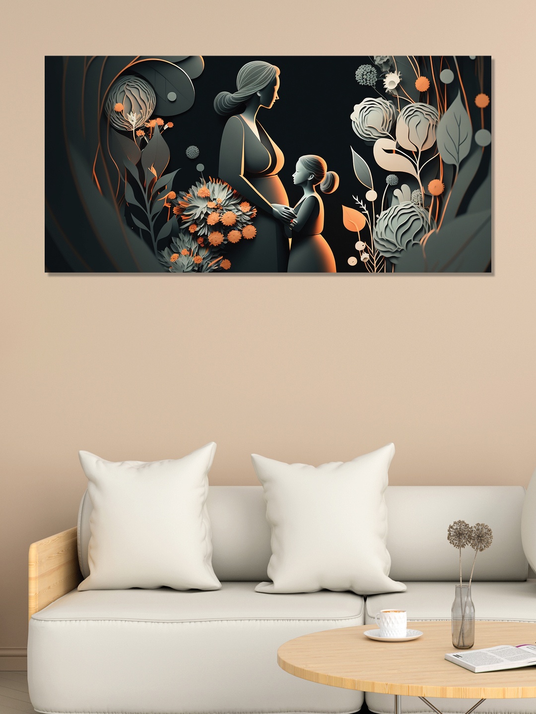 

OLIVE TREE Black & Orange Canvas Paintings Wall Art