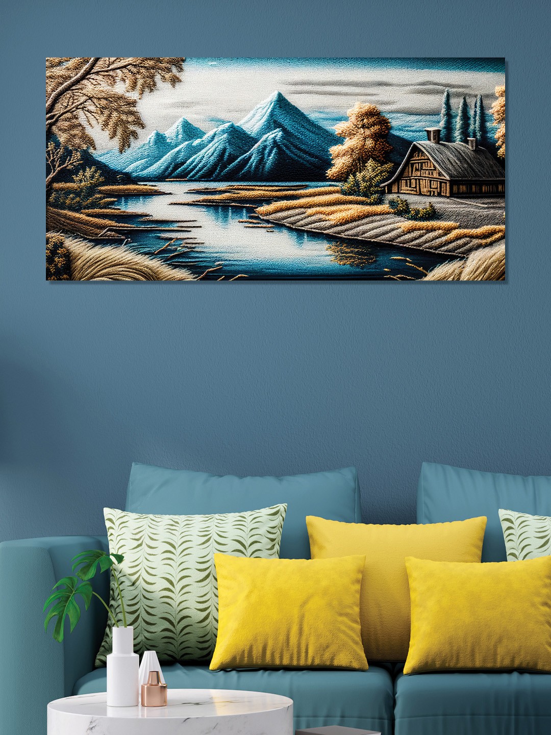 

OLIVE TREE Blue & White Canvas Paintings Wall Art