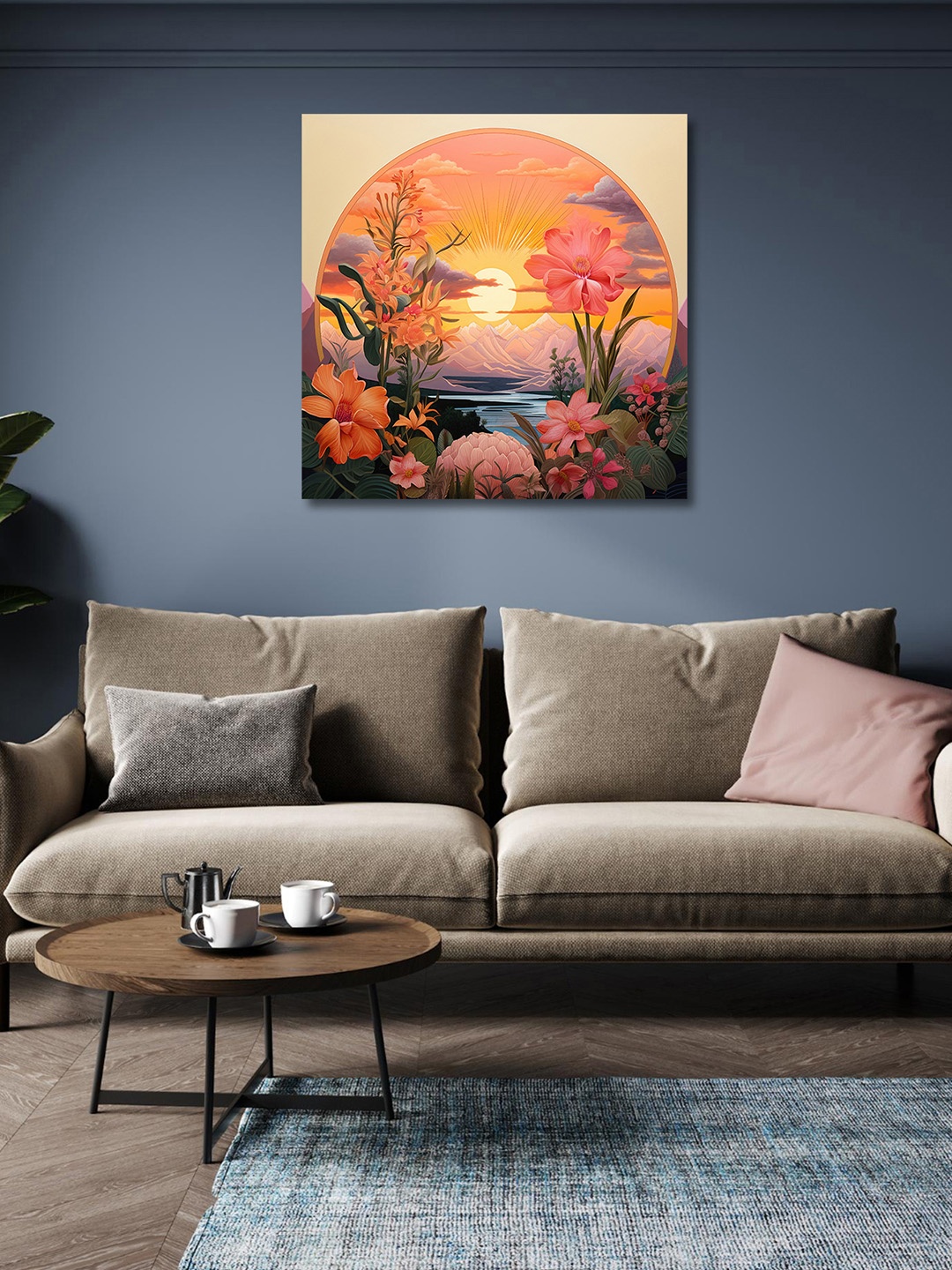 

OLIVE TREE Orange & Blue Canvas Floral and Botanical Paintings Wall Art
