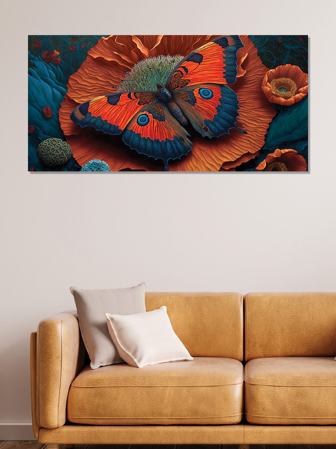 

OLIVE TREE Orange & Blue Birds & Animals Canvas Wall Art