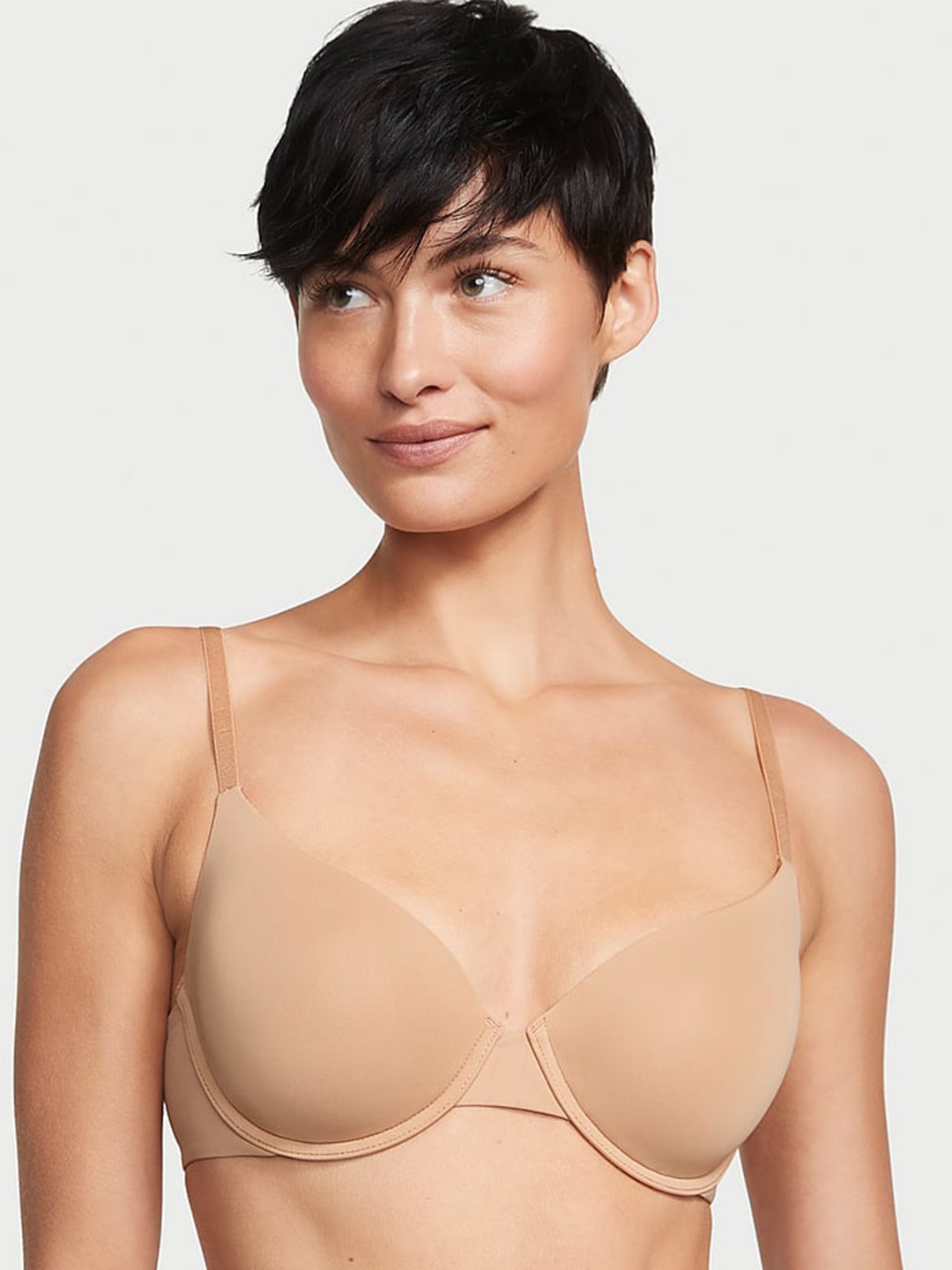 

Victoria's Secret The T-shirt Lightly-Lined Demi T-shirt Bra- All Day Comfort, Beige