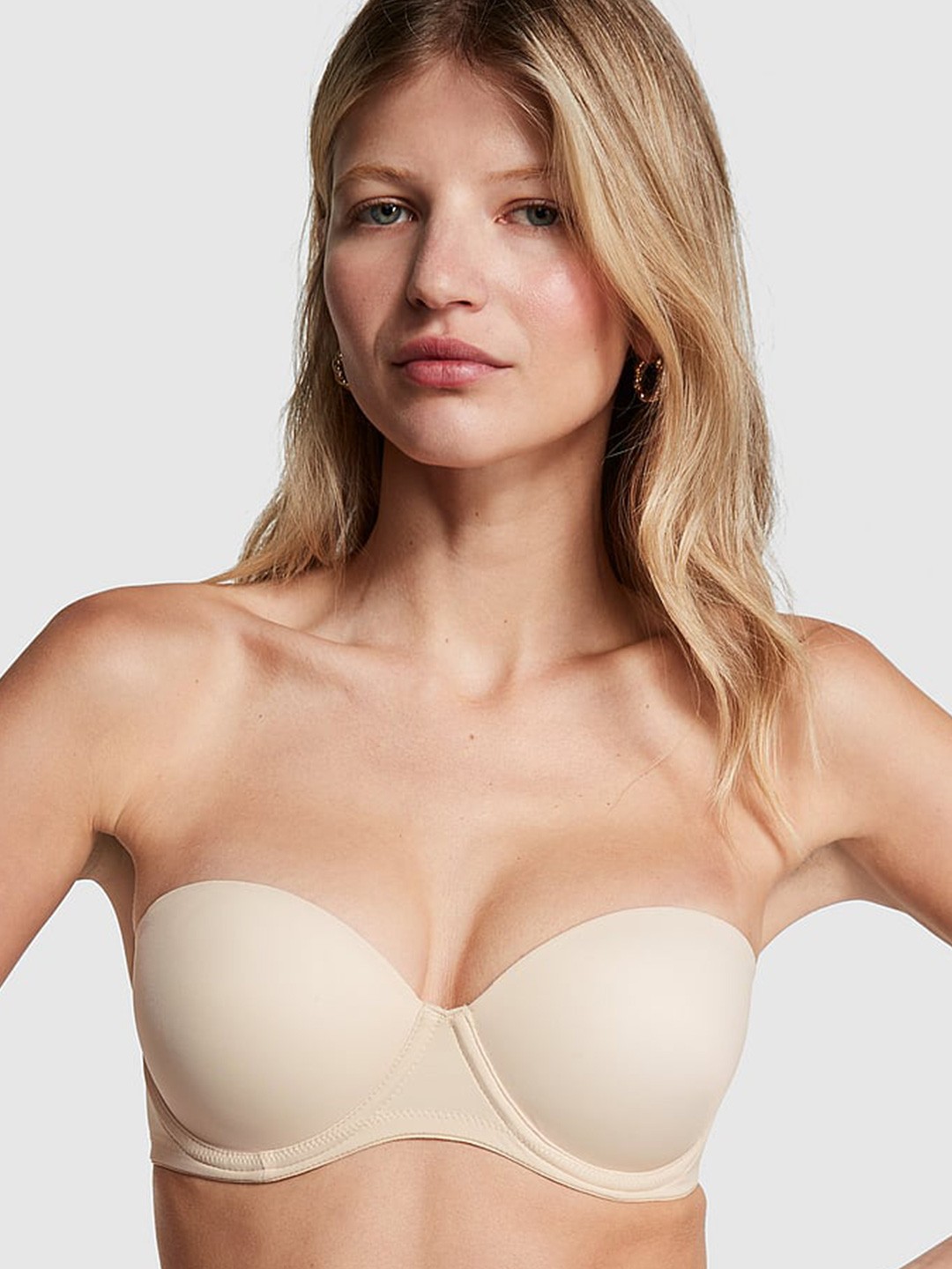 

Victoria's Secret PINK Wear Everywhere Strapless Push-Up Bra-All Day Comfort, Beige