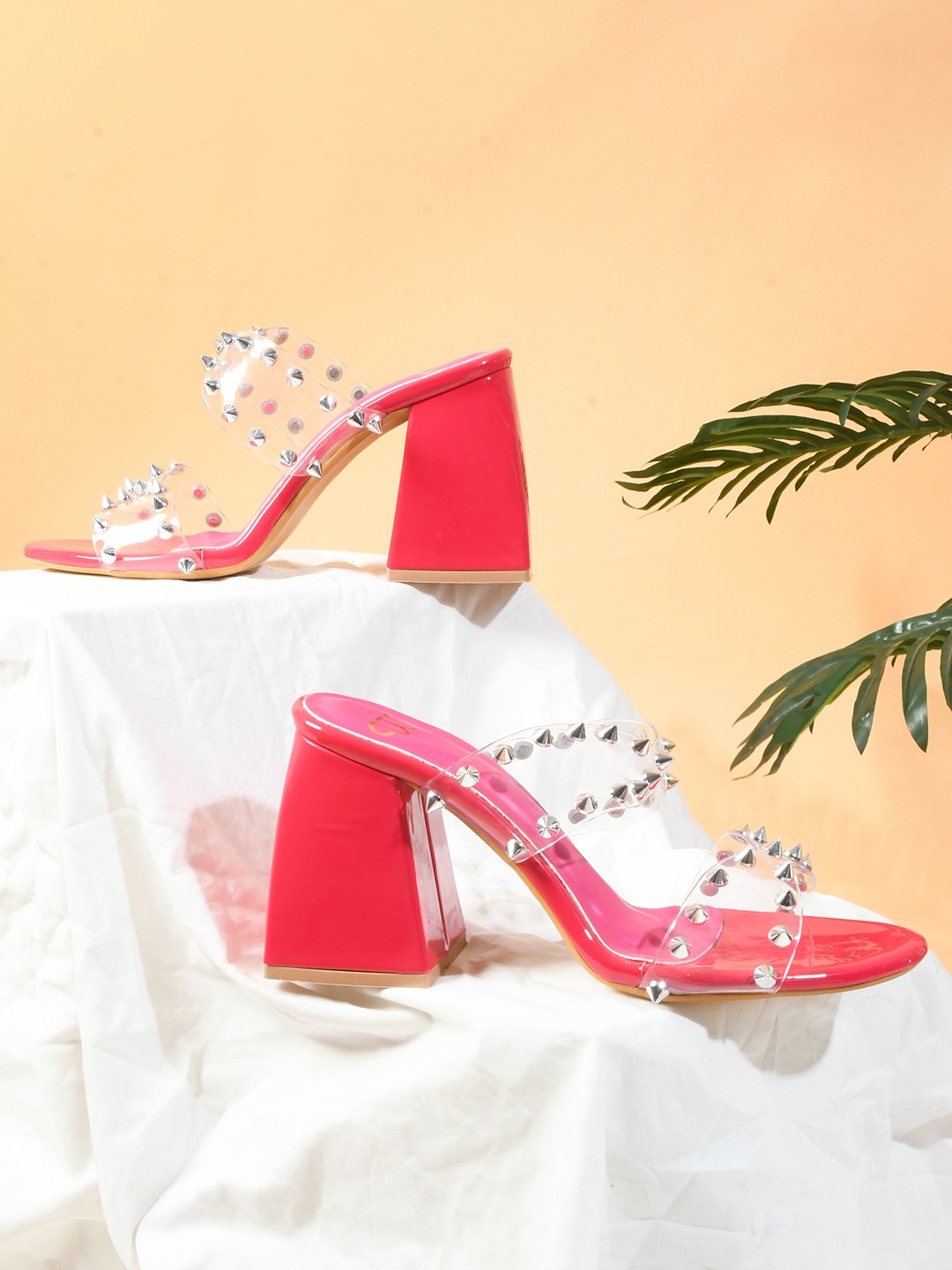 

THE WHITE POLE Embellished Block Heels, Pink