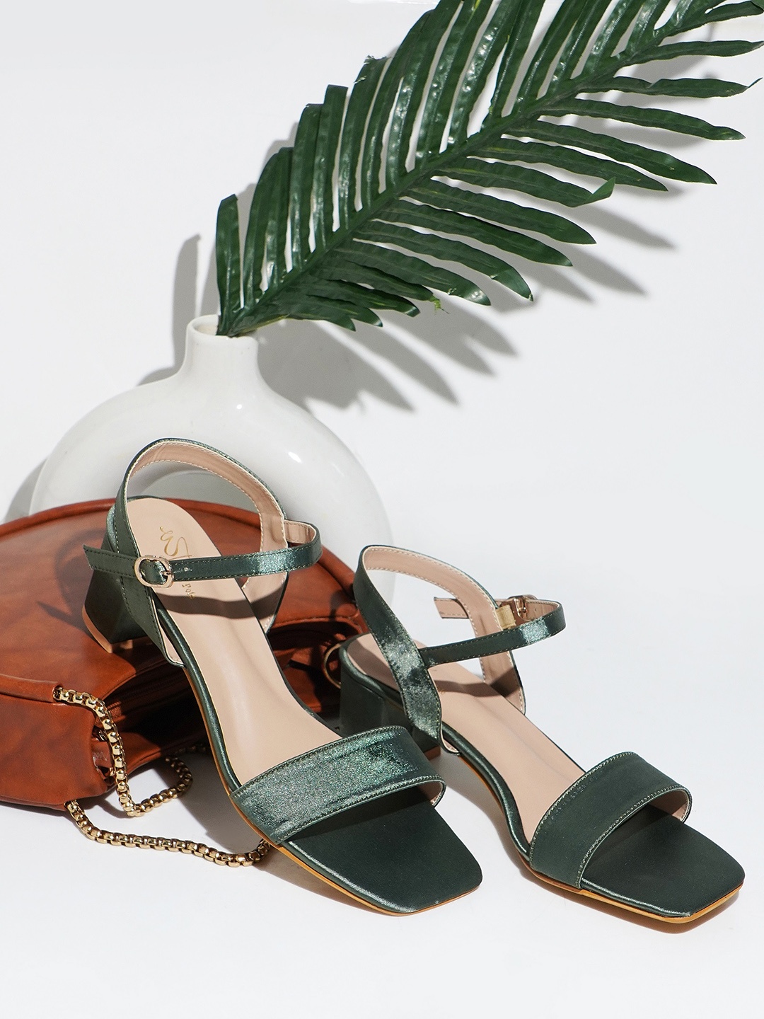 

THE WHITE POLE Open Toe Block Heels, Green
